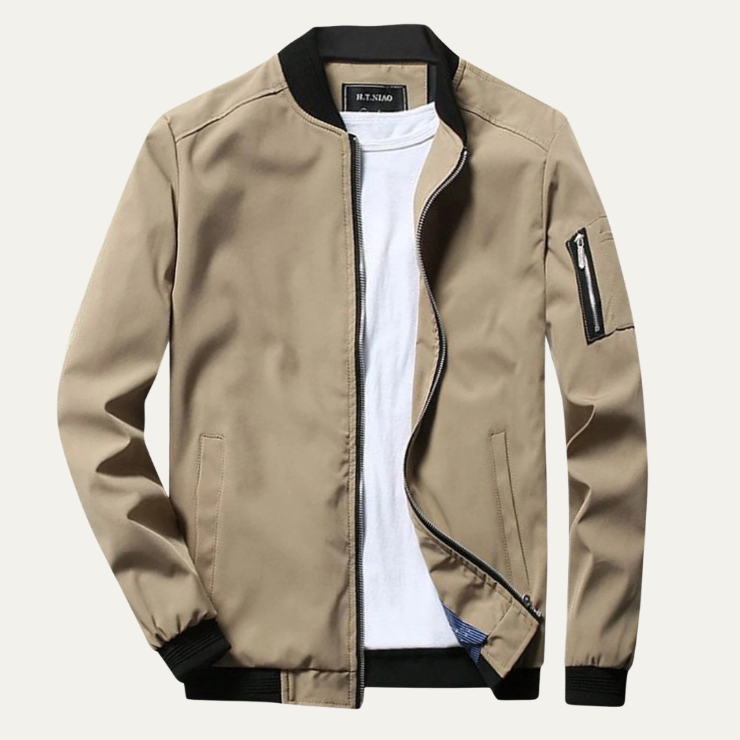 Men's Relaxed Fit Bomber Jacket with Zip Pockets