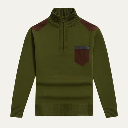 Colourful Patchwork Mens Half Zip Sweater