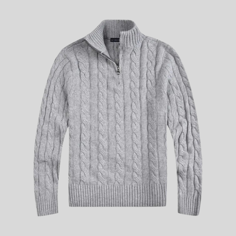 Men's Warm Crew Neck Quarter Zip Jumper Sweater
