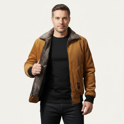 Warm Fleece Lined Men's Corduroy Winter Jacket Coat