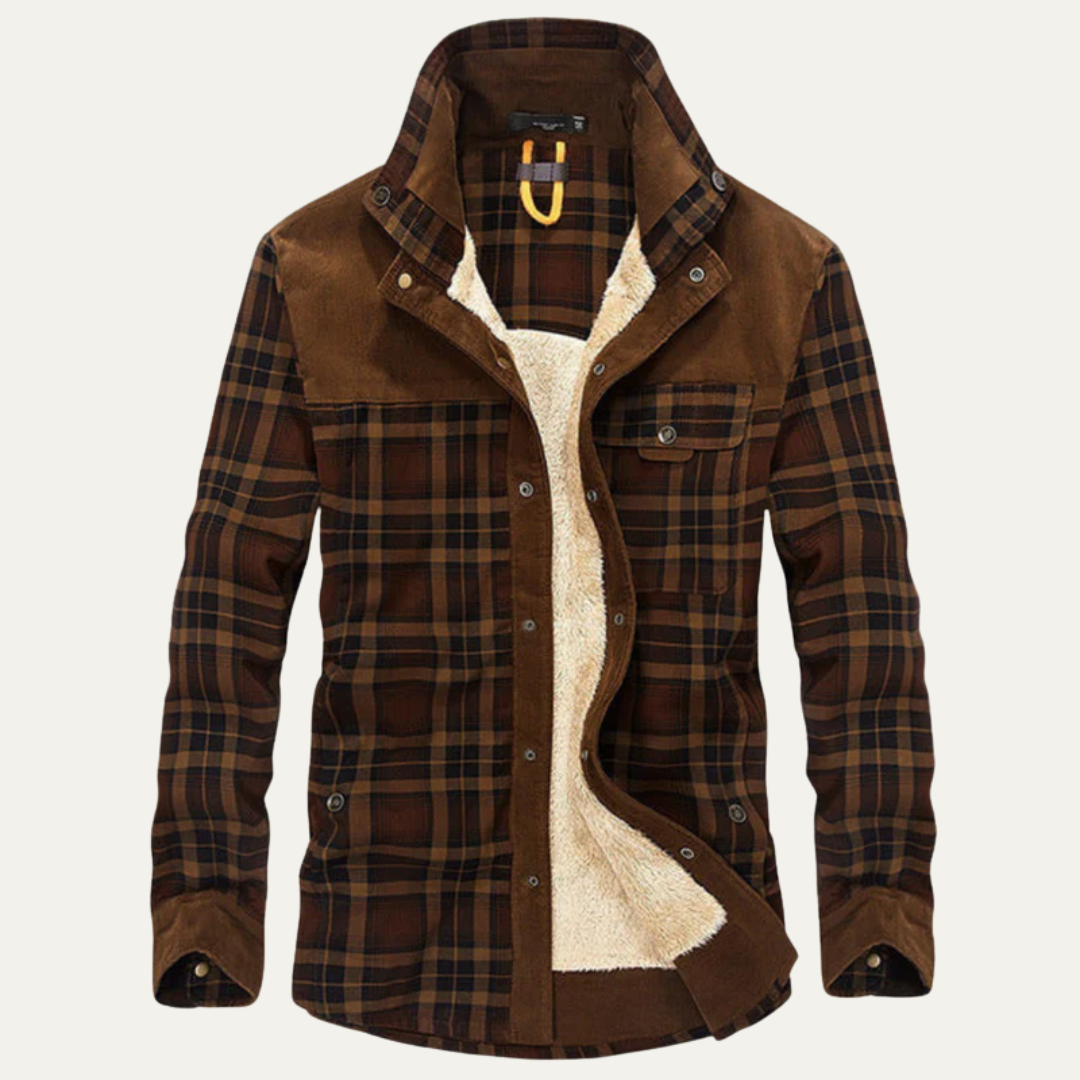 Warm Plaid Fleece Lined Shirt Jacket