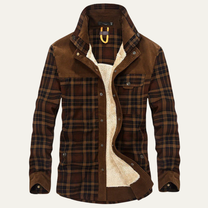 Warm Plaid Fleece Lined Shirt Jacket