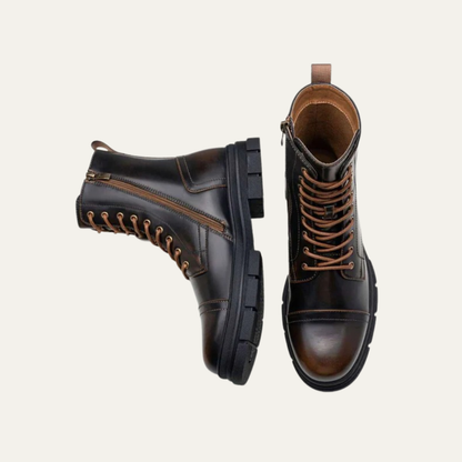 Men's Black Lace Up Ankle Boots with Side Zip - OutfitLondon