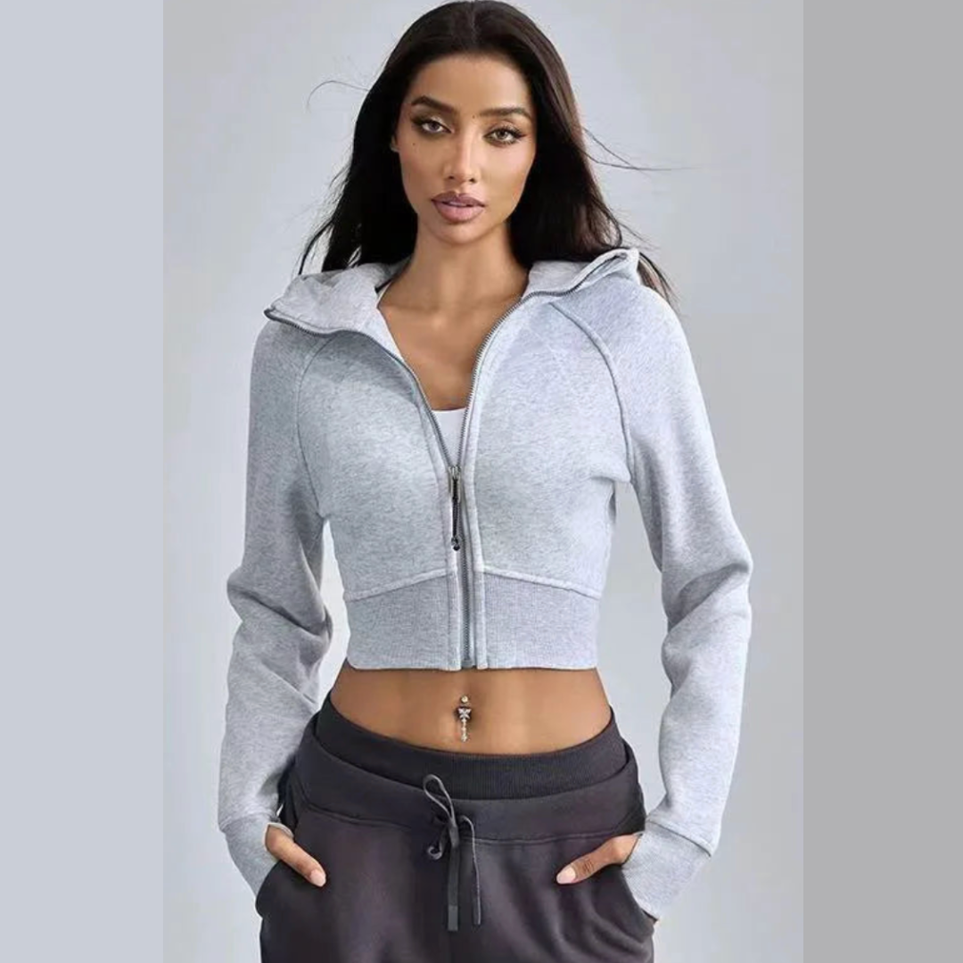 Women's Cropped Zip Up Hoodie
