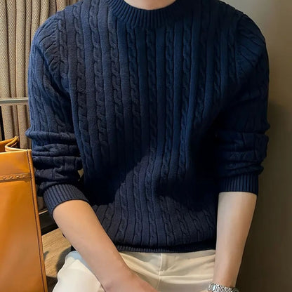 Soft Navy Blue Men's Merino Wool Sweater