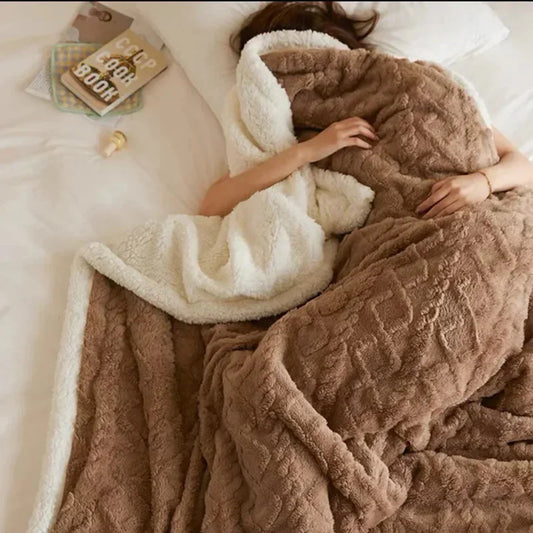 Plush Heavyweight Wool Throw Blanket - OutfitLondon