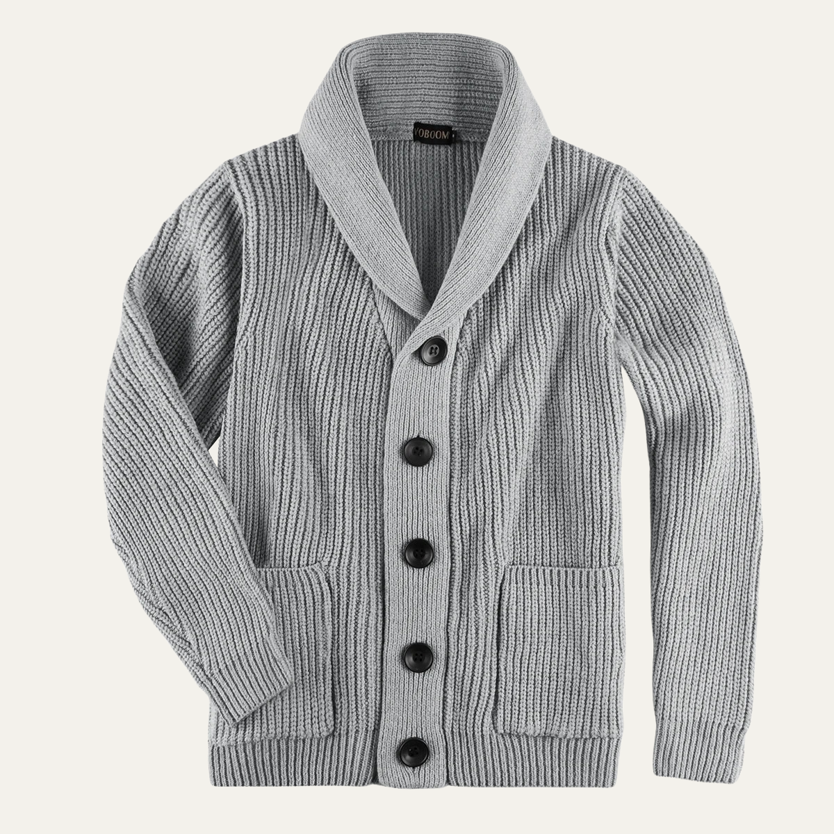 Thick Knit Crew Neck Mens Cardigan Sweater - OutfitLondon