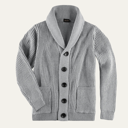 Thick Knit Crew Neck Mens Cardigan Sweater - OutfitLondon