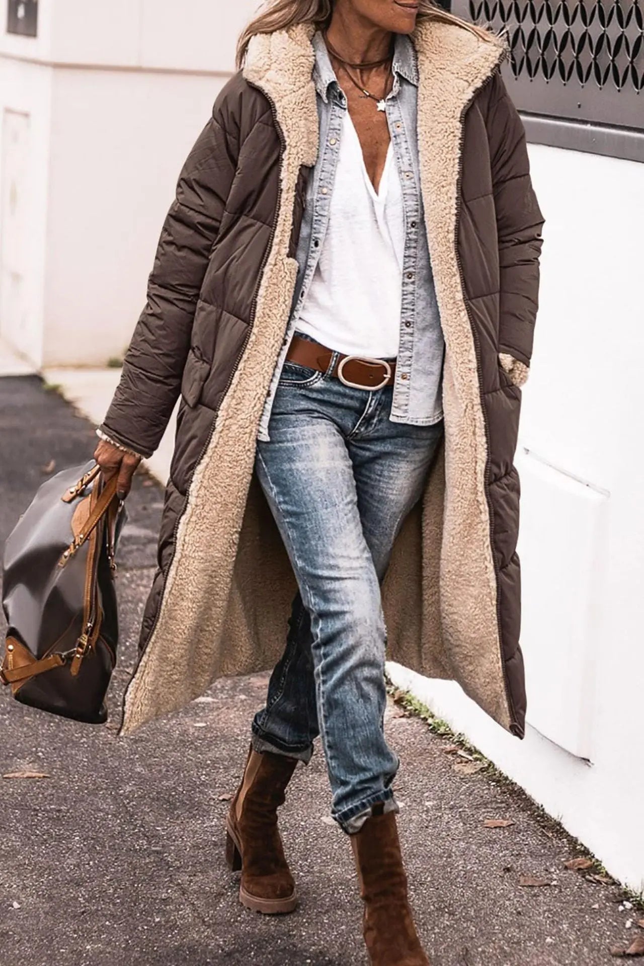 Warm Reversible Women's Parka Coat - OutfitLondon