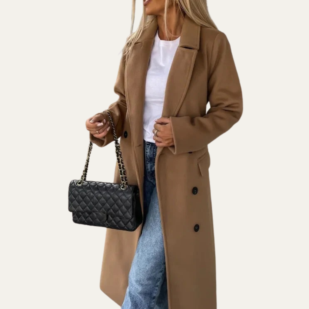 Classic Fit Women's Coat with Notched Collar