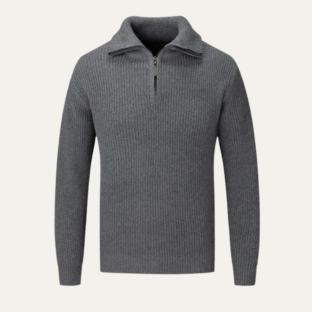 Men's Classic Crew Neck Quarter Zip Sweater