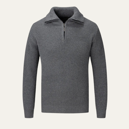 Men's Classic Crew Neck Quarter Zip Sweater