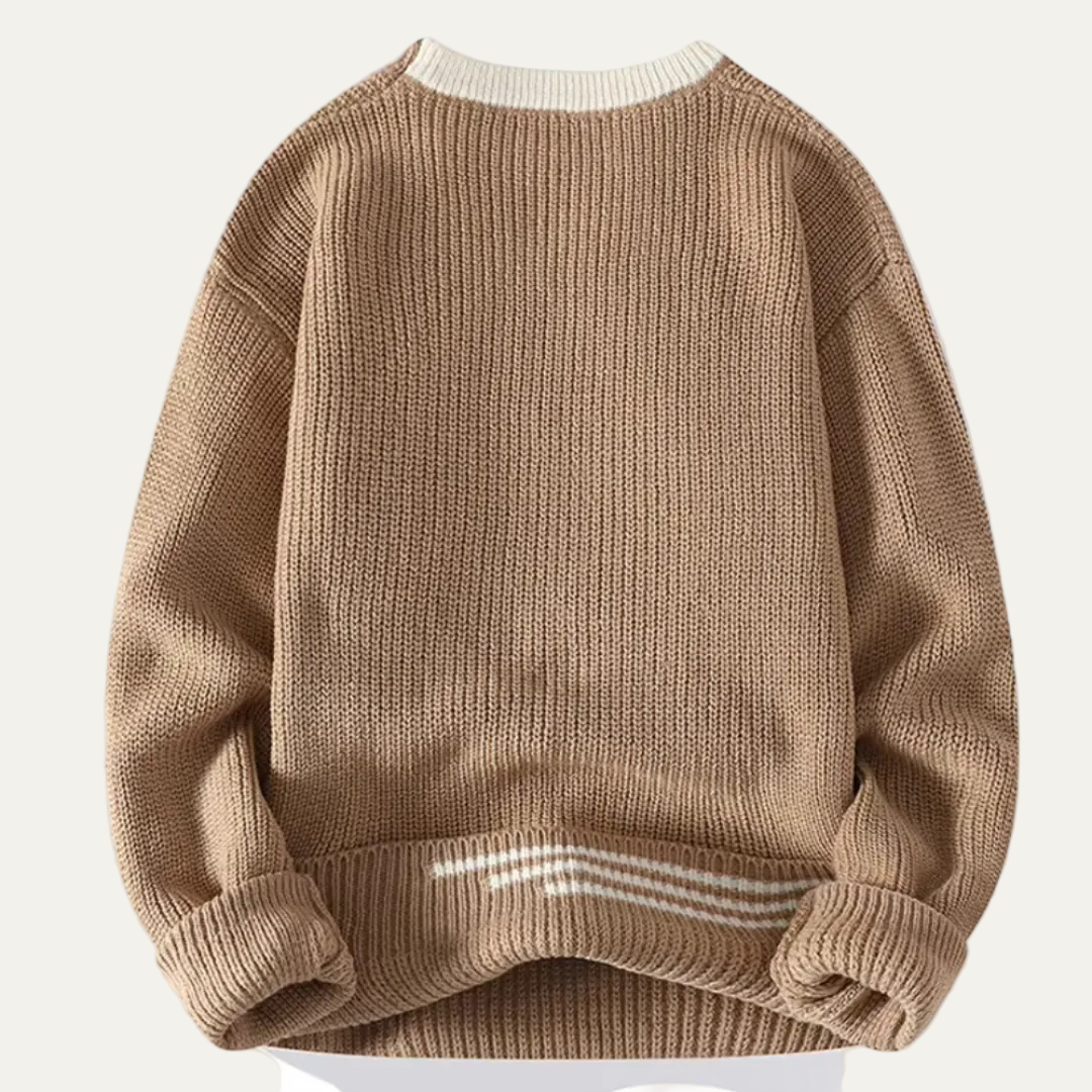 Classic Crew Neck Striped Knit Sweater