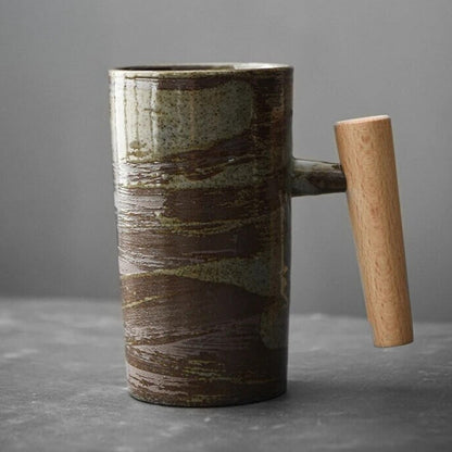 Rustic Clay Coffee Mugs Earthy Stone Design