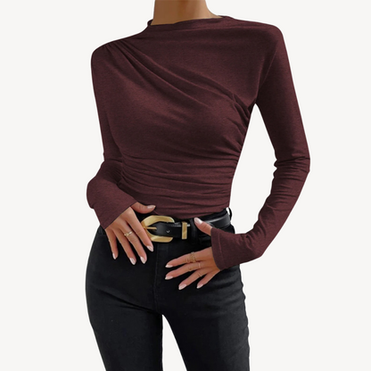 Fashionable Side Ruched Women's Blouse