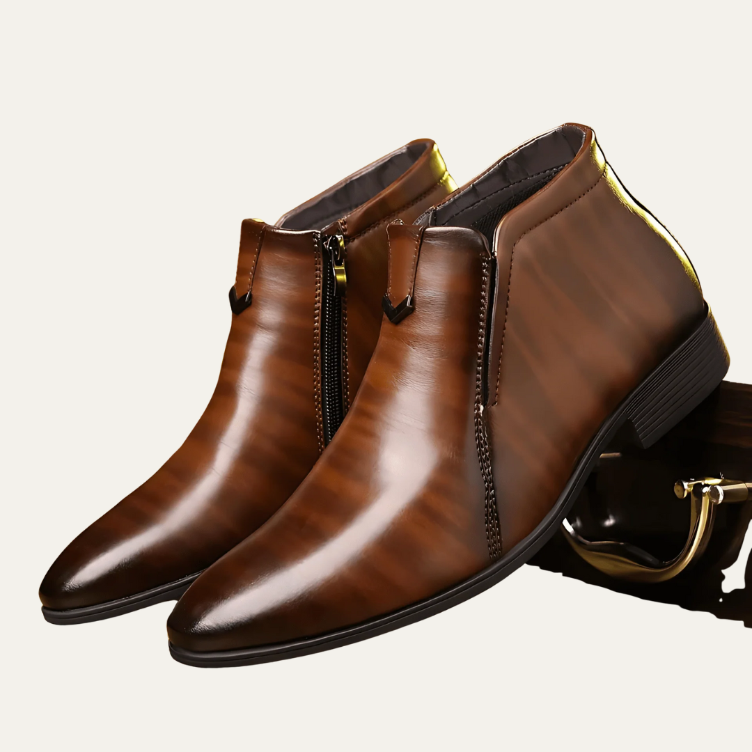 Smart Leather Mens Boots with Side Zip - OutfitLondon