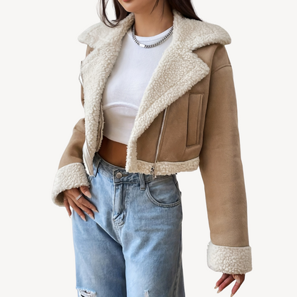 Ladies Synthetic Fur Leather Coat