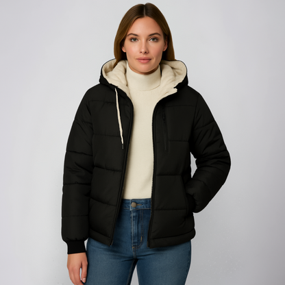 Warm Fleece Hooded Winter Jacket for Women - OutfitLondon