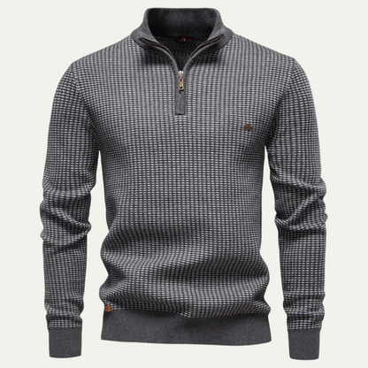 Stylish Men's Quarter Zip Knit Sweater - OutfitLondon
