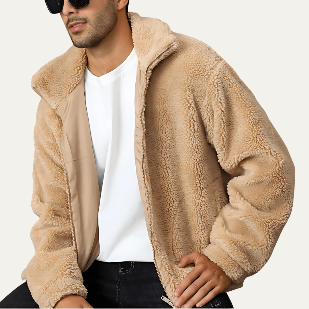 Men's Soft Faux Sheepskin Coat Jacket - OutfitLondon
