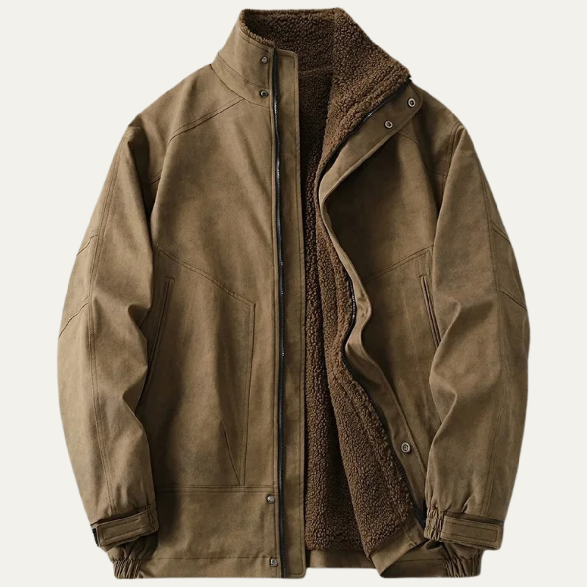 Rustic Brown Suede Men's Fleece Lined Jacket - OutfitLondon