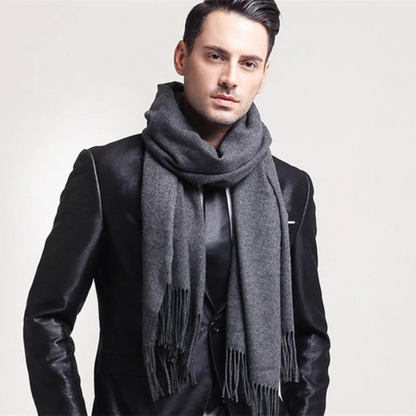 Soft Grey Men's Cashmere Blend Scarf