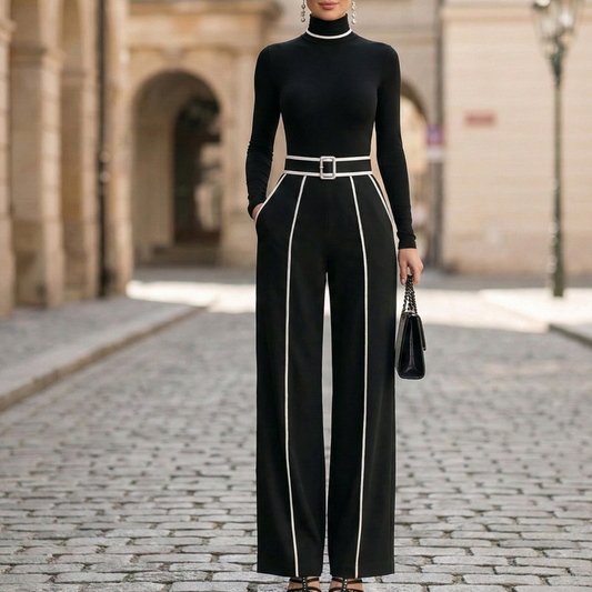 Comfortable Women's Long Sleeve Wide Leg Jumpsuit - OutfitLondon