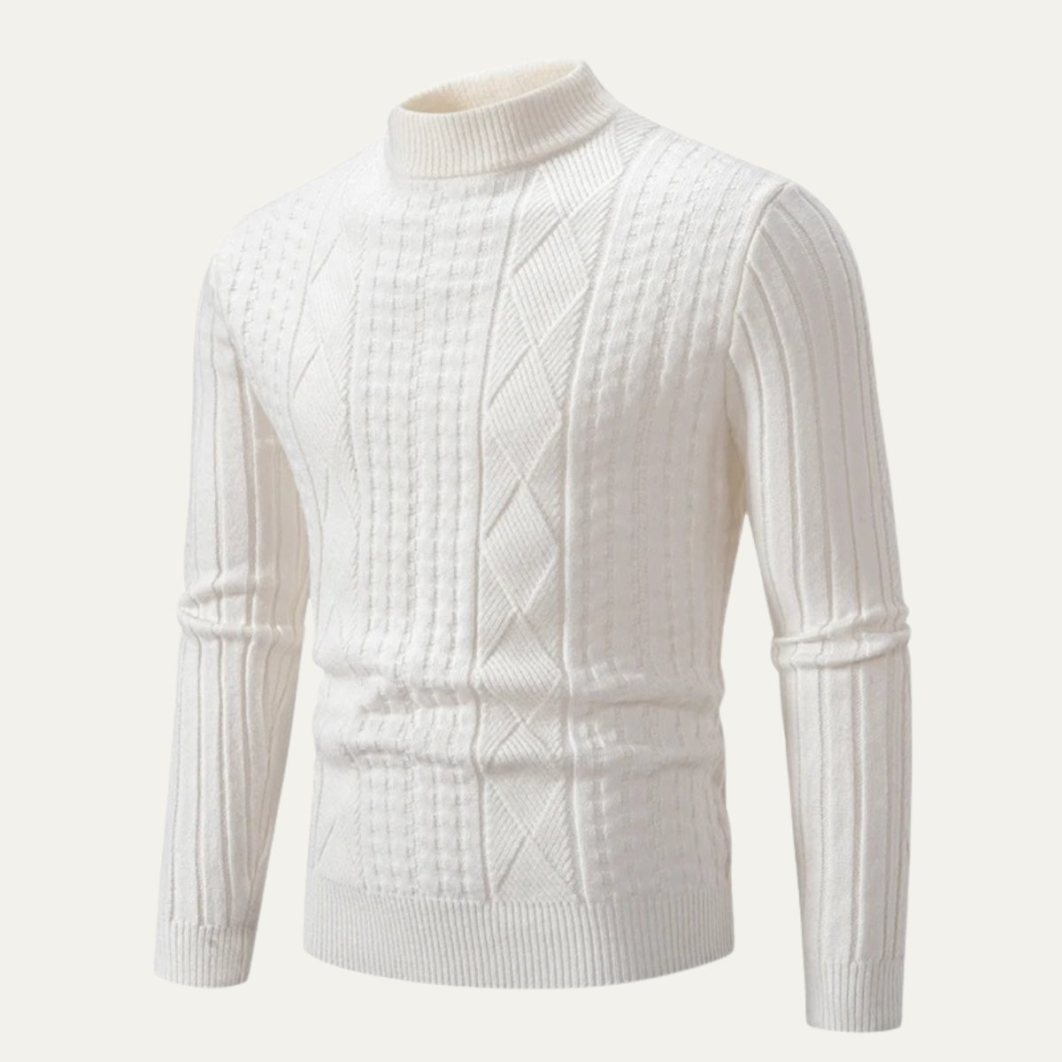 Men's Cozy Fitted Cable Knit Sweater - OutfitLondon