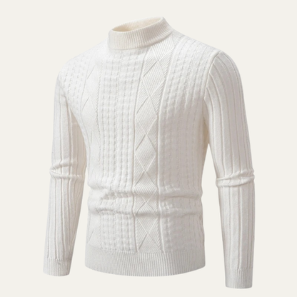 Men's Cozy Fitted Cable Knit Sweater - OutfitLondon
