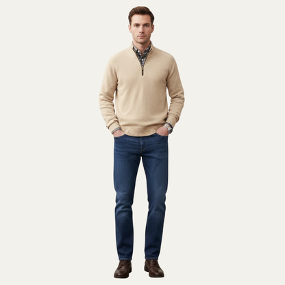 Men's Warm Crew Neck Quarter Zip Sweater - OutfitLondon