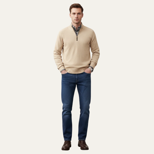 Men's Warm Crew Neck Quarter Zip Sweater - OutfitLondon