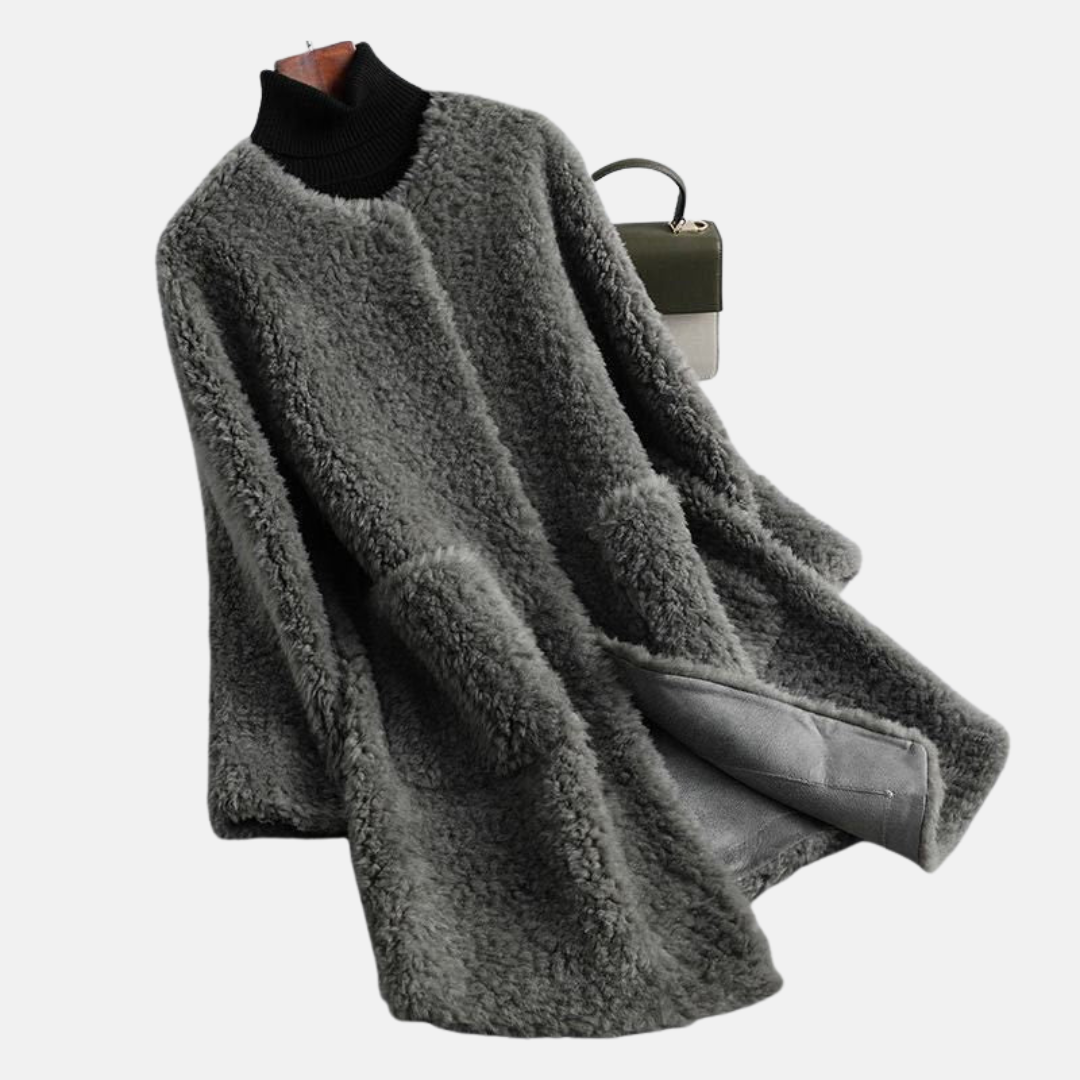 Soft Faux Fur Women's Coat with Open Front Design - OutfitLondon