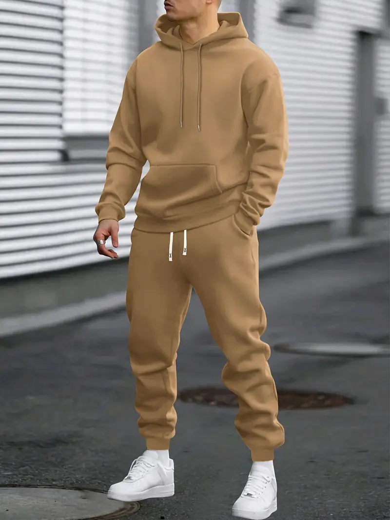 Men's 2-Piece Fleece Hoodie Tracksuit Set