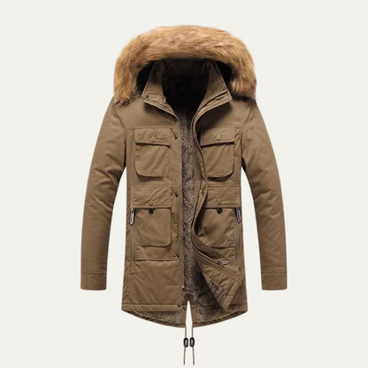 Warm Men's Faux Fur Lined Parka Jacket Coat - OutfitLondon