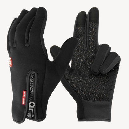 Warm Waterproof Gloves with Zip Closure - OutfitLondon