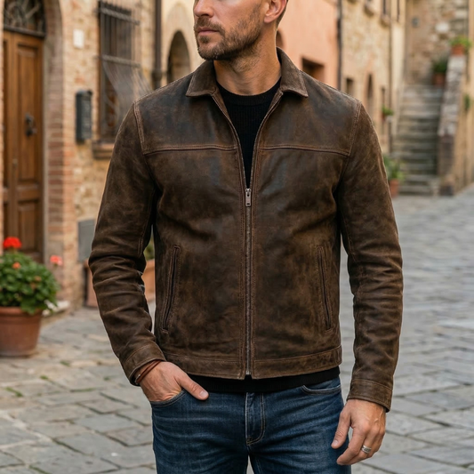 Stylish Men's Zipper Leather Coat Casual Wear - OutfitLondon