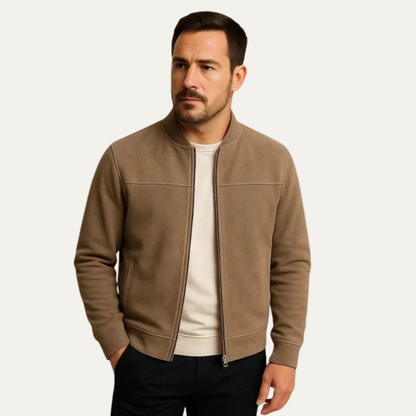 Men's Leather Look Zip Up Bomber Jacket