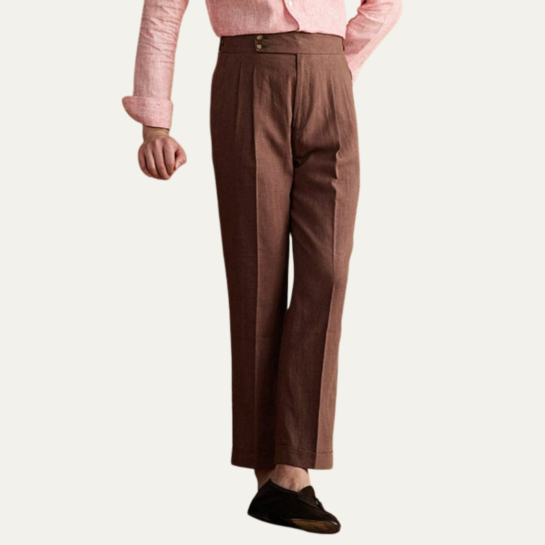 Classic Fit Pleated Cuffed Men's Pants
