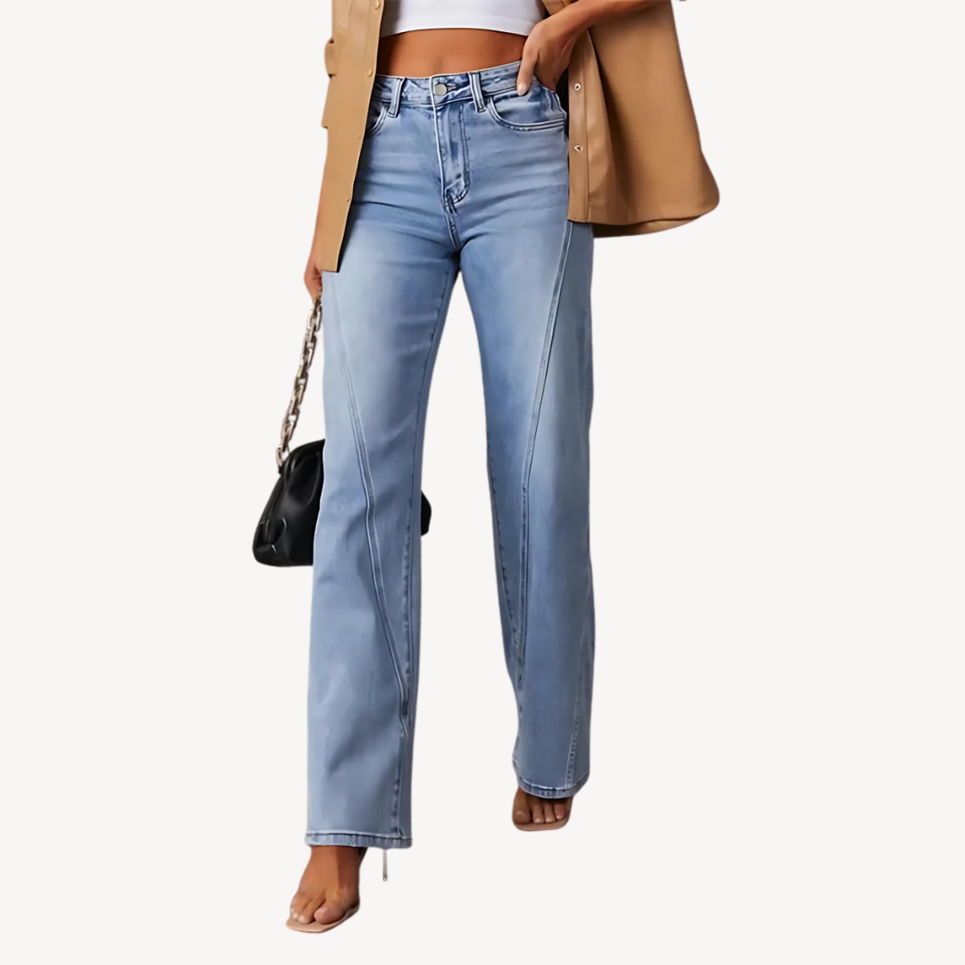 Ladies Dark Wash Loose Fit Jeans