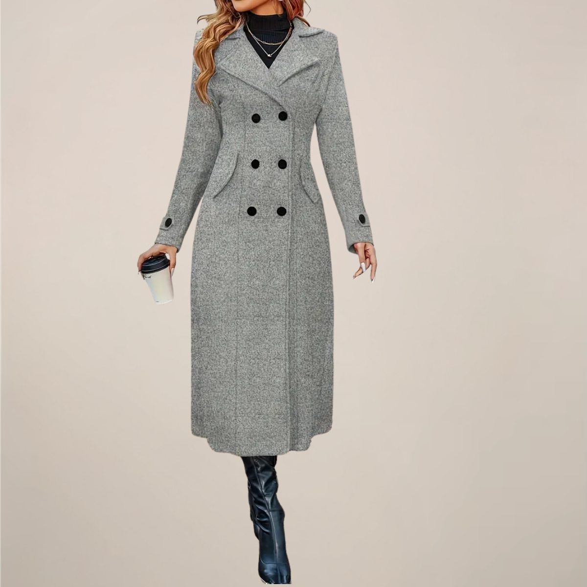 Warm Women's Classic Winter Coat with Fitted Lapel - OutfitLondon
