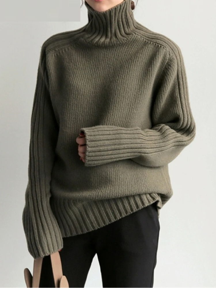 Soft Women's Thick Cable Knit Turtleneck Sweater