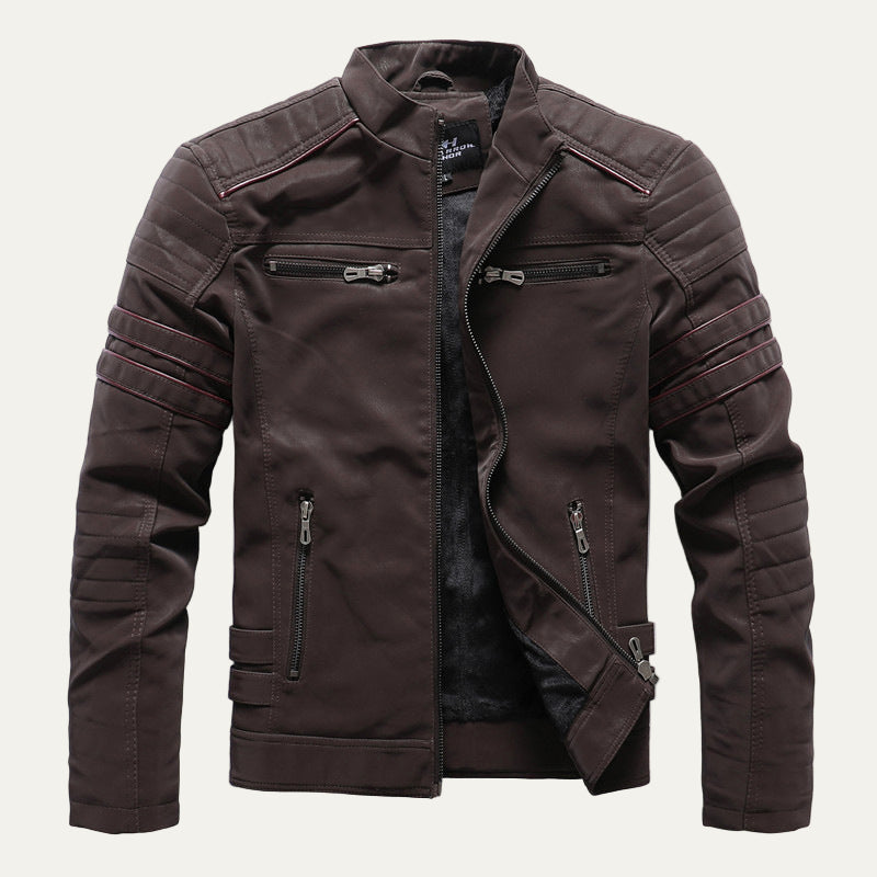 Men's Padded Biker Leather Jacket