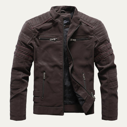 Men's Padded Biker Leather Jacket