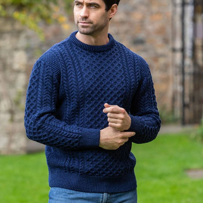 Classic Cable Knit Crew Neck Sweater for Men