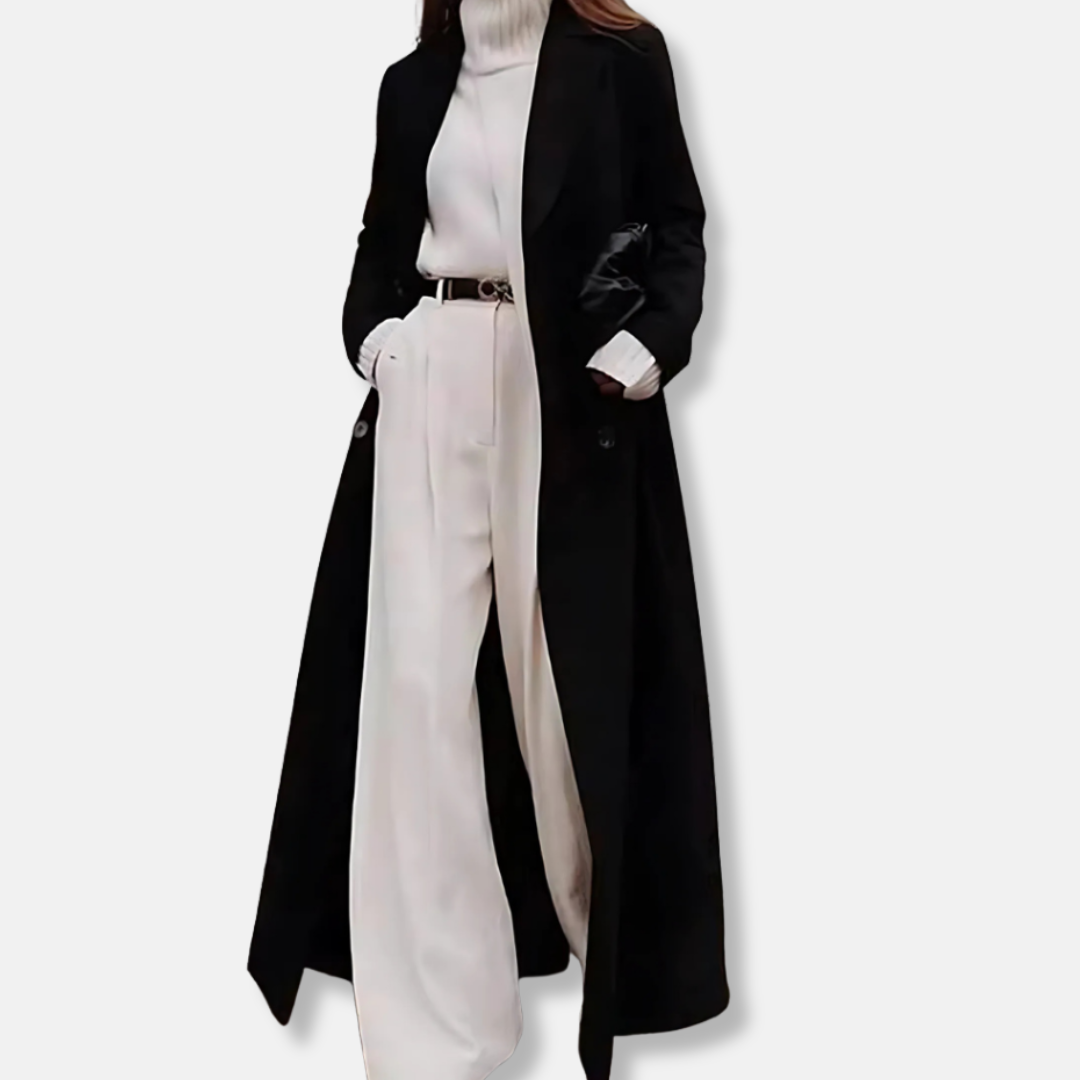 Women's Oversized Double Breasted Long Coat - OutfitLondon