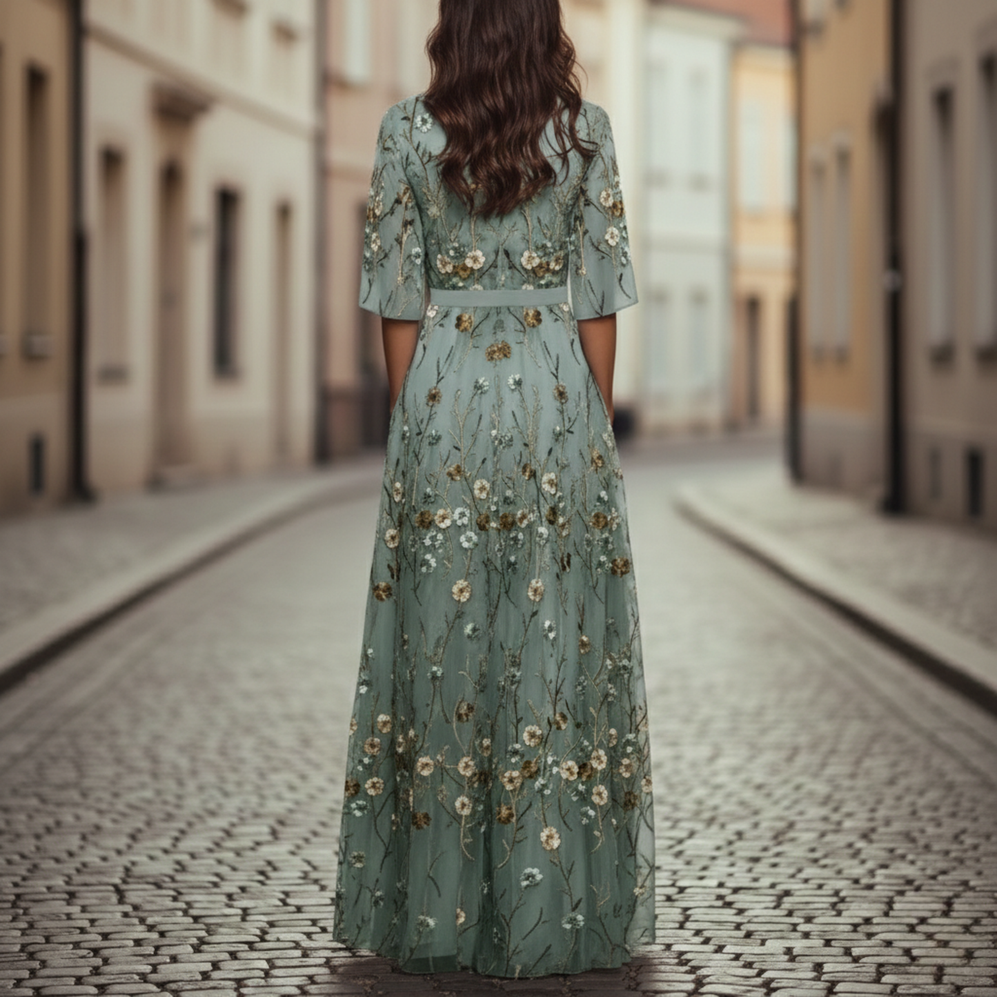 Elegant V Neck Floral Maxi Dress for Women