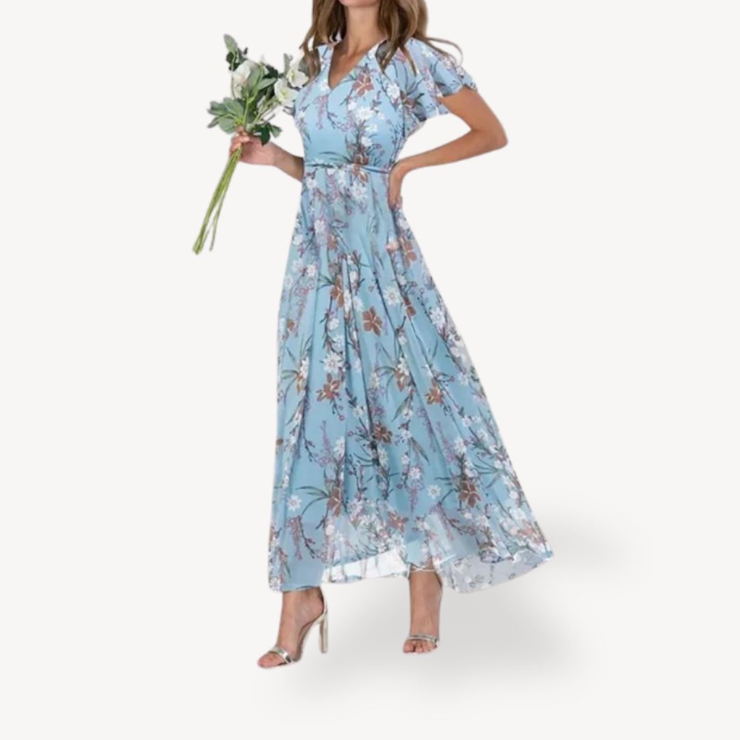 Casual Floral Long Sleeve Maxi Dress for Women