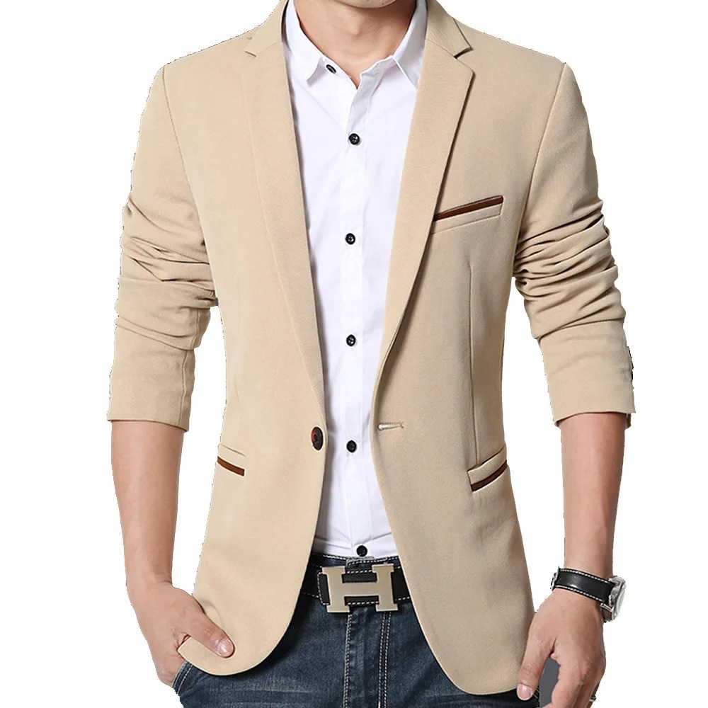 Simple Slim Fit Mens Blazer with Side Pockets - OutfitLondon