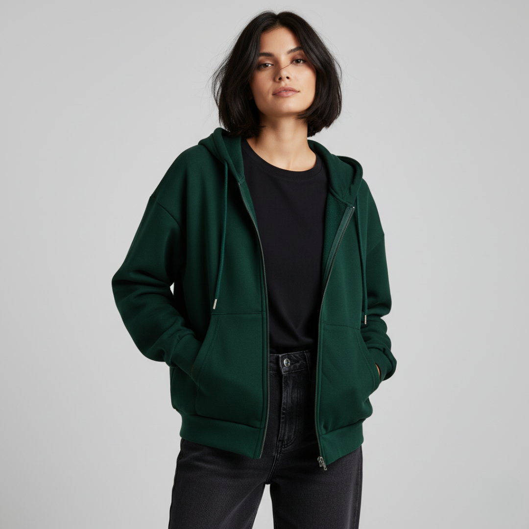 Ladies' Lightweight Hoodie Warm Fleece Jacket - OutfitLondon