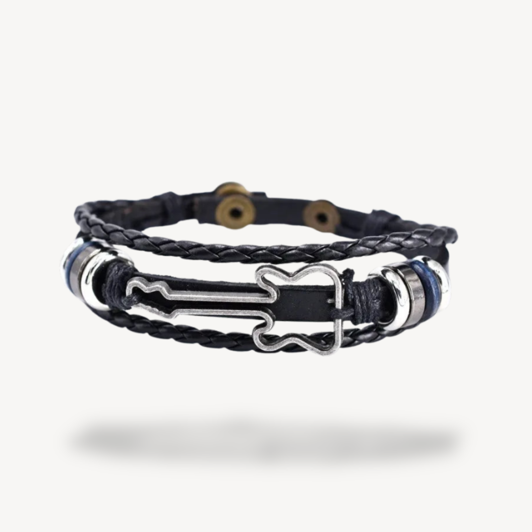 Music Note Leather Wristband - OutfitLondon
